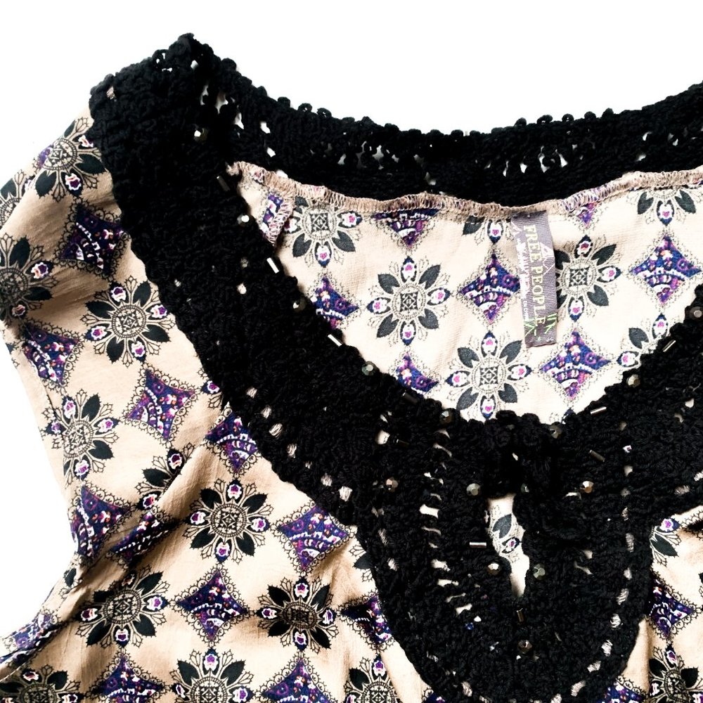 free people frilly hem tunic w/black lace detail - Picture 2 of 5